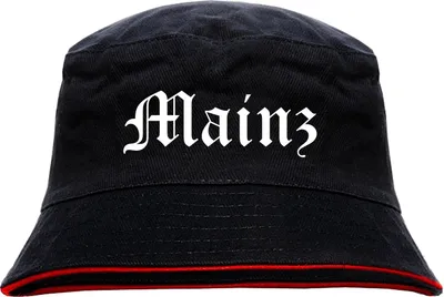 Produktbild von Mainz Anglerhut - Altdeutsche Schrift - Schwarz-Roter Fischerhut S/M SchwarzRot