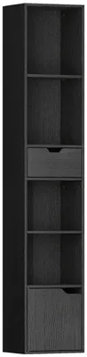 Immagine prodotto di Libreria 30x24x158 cm a 4 Ripiani Aperti con Armadietto e Cassetto Nero