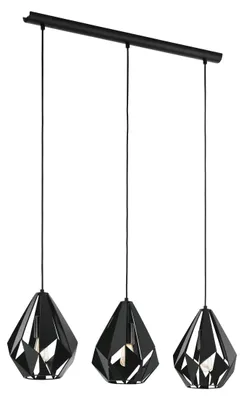 Image de Suspension EGLO Carlton, 3 lumières, style vintage, idéale au-dessus d'une table à manger