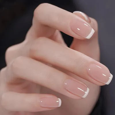 Image de Ongles autocollants French, 24 pièces, acrylique, pour femmes, décoration de ongles, couleur blanche