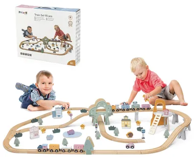 Obrázok produktu pre PolarB Train Set, 3 rok / roky, Drevo, Viacfarebný