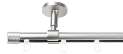 Produktbild von SN Deco Gardinenstange Innenlauf Lille, 19 mm, 1-läufig, Stahl, Komplett-Set mit Ringen, Profildeckentrager, 180 cm, chrom matt