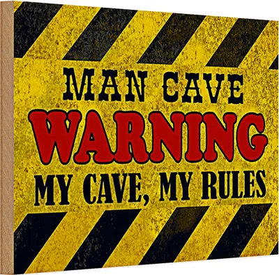 Produktbild von Holzschild Spruch 30x20cm man cave warning my cave rules