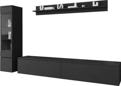 Produktbild von MIRJAN24 Wohnwand Vera I, Stilvoll Wohnzimmer-Set, TV-Schrank, Modern Mediawand (Schwarzer Graphit, ohne Beleuchtung)