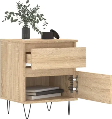 Produktbild von "2026 Aktion"Nachttisch Elegantes Design - Beistelltisch - Nachtschrank - Sonoma-Eiche 40x35x50 cm Holzwerkstoff DEMöbel 1393366