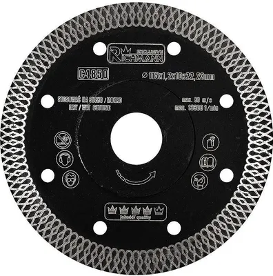 Immagine prodotto di Disco diamantato turbo sottile, piastre in Vetroceramica, taglio a umido e a secco, 115 mm/22,23 mm, Richmann Exclusive