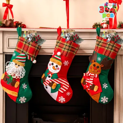 3 Weihnachtsstrümpfe 45,7 cm – Weihnachtsmann, Schneemann, Rentier