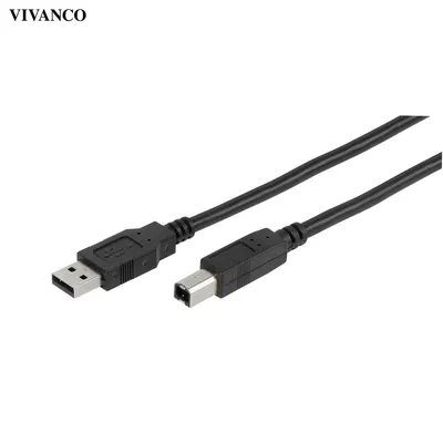 Produktbild von ViVanco™45223, 3 m, USB A, USB B, USB 2.0, 0,48 Gbit/s, Schwarz