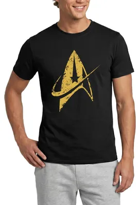 Produktbild von Spreadshirt Star Trek Discovery Delta Abzeichen Gold Männer T-Shirt, XL, Schwarz