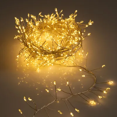 Produktbild von Silver Wire CLUSTER Lights warm weiß - 480 LED / 4,8 m - Micro Draht Büschel Lichterkette für Außen