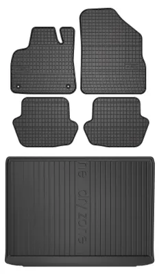 Image de Tapis en caoutchouc + bac de coffre pour Citroen DS5 2011-2015 (hayon, sans caisson de basses) – 5 pièces, noirs, sur mesure