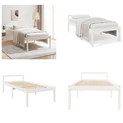 Produktbild von vidaXL Seniorenbett Weiß 90x190 cm Massivholz Kiefer - Seniorenbett - Seniorenbetten - Bett Senioren - Betten Senioren