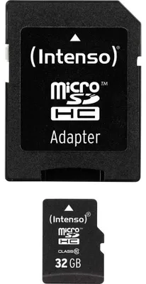 Productafbeelding van Intenso 32GB MicroSDHC, 32 GB, MicroSDHC, Klasse 10, 25 MB/s, Stootvast, Temperatuurbestendig, Waterdicht, Röntgenbestendig, Zwart