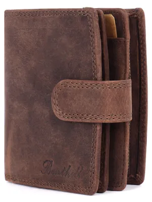 Produktbild von Benthill Damen Geldbörse Echt Leder - Geldbeutel mit RFID Schutz - Portemonnaie mit viele Kartenfächer - Echtleder Vintage Damenbörse inkl. Geschenkbox