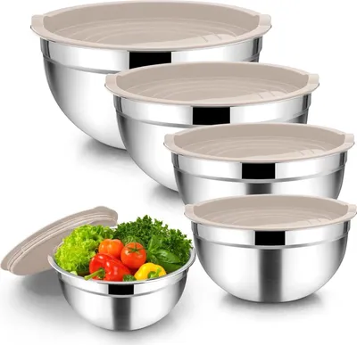 Produktbild von Homikit Edelstahl Rührschüssel Set mit Luftdicht Deckel, 5-teilig