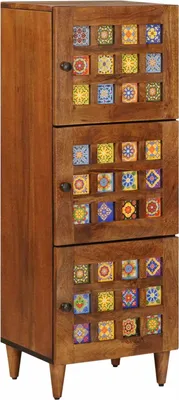 Produktbild von Highboard Walnuss 40 x 33 x 110 cm Massivholz Mango
