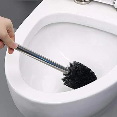 Image de Ensemble de brosses de toilettes, 3 pièces, acier inoxydable, noir, 7,5 cm