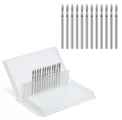 Produktbild von Nagelhautbohrer 12 Stück Diamant Flammen Nagelfräser Bits mit Etui