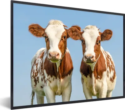 Produktbild von MuchoWow® Gerahmtes Poster Kühe - Himmel - Tiere - Bauernhof - Porträt 80x60 cm - Poster mit Schwarzem Bilderrahmen Wandposter Rahmen Foto Bilder - Schwarzem - Mit Gestell
