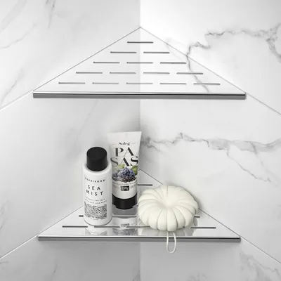 Zdjęcie produktu dla Półka narożna do prysznica ze stali nierdzewnej - Półka łazienkowa - 254 mm - Czarna - 2 sztuki
