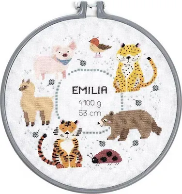 Produktbild von Zählstich Stickerei Geburt Tiere 25,4 cm