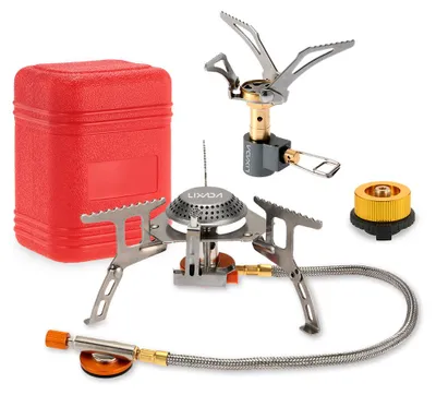 Obrázok produktu pre Lixada 3000 W prenosný kempingový riad Mini vreckový varič Kempingový plynový varič Split Burner s adaptérom na plynovú konverziu