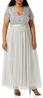 Produktbild von Maya Deluxe Damen Maxikleid, ideal für Brautjungfern, mit V-Ausschnitt und Ballkleid-Schnitt