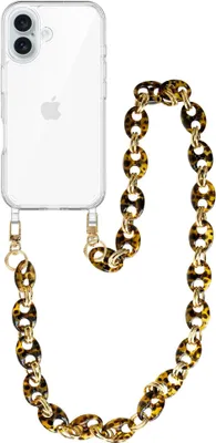 Produktbild von Marble Brown Transparant Cord Hülle - Long Cord  - Kompatibel mit iPhone 16 Plus