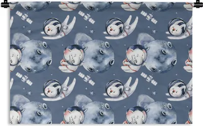 Produktbild von MuchoWow® Wandteppich Wandbehang Elefant - Kaninchen - Muster - Raumfahrt - Jungen - Mädchen - Kinder 150x100 cm Tapisserie Dekoration Wandtuch - Waschbar - Tapisserien - Wand-Decke