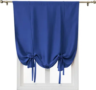 Produktbild von Topchances Fenster Vorhänge für Fenster, Einfarbige Blickdicht Kurze Gardinen,Landhaus Raffrollo Roman kurze Vorhang für Balkon Schlafzimmer Wohnzimmer Küche(Blau, 120 * 120 cm)