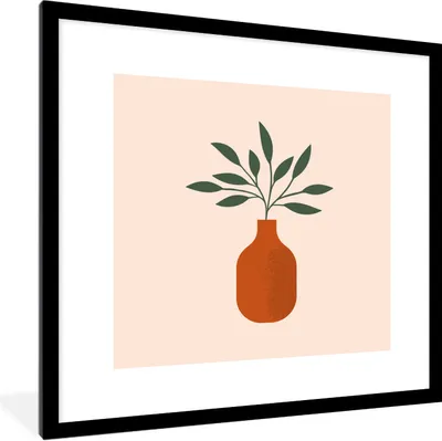 Produktbild von MuchoWow® Gerahmtes Poster Vase - Sommer - Pflanze 40x40 cm - Poster mit Schwarzem Bilderrahmen Wandposter Rahmen Foto Bilder - Poster - Plakat im Rahmen