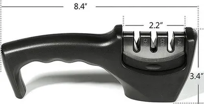 Immagine prodotto di Affilatore per coltelli | Utensile da cucina | Antiscivolo | Adatto per Vetroceramica, affilatura grossolana e fine | Nero