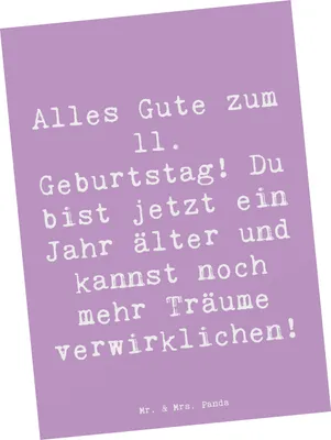 Produktbild von Mr. & Mrs. Panda Postkarte Spruch 11. Geburtstag - Lavendeltraum - Geschenk, bildkarte, Alter, Ansichtskarte, Geburtstagsgeschenk, Liebe, Feiern, Geburtstagsfeier