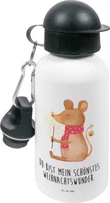 Produktbild von Mr. & Mrs. Panda Kindertrinkflasche Maus Weihnachten - Weiß - Geschenk, Weihnachtsmotiv, Trinkflasche Kinder, Kita, Mäuschen, Getränkeflasche, Frohe, Sportflasche