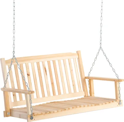 Produktbild von Gartenschaukel Für 2 Personen Schaukelbank Hängebank Massivholz Patio Terrasse Hinterhof Natur 117 X 69 X 60 Cm