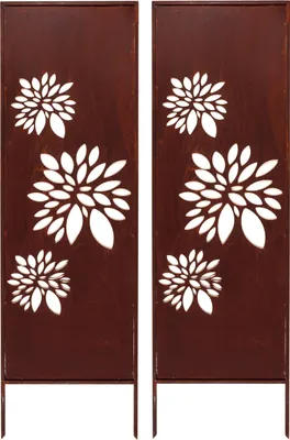 Produktbild von 2x Sichtschutz Metall - 160 cm x 50 cm - Edelrost - Rostoptik Sichtschutz für Garten - Sichtschutzelement - Sichtschutzwand - Gartendekoration Zaun ROST