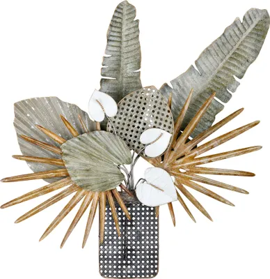 Produktbild von Gilde Metall Relief Vase m. Blumenstrauß " Aruba " 67879