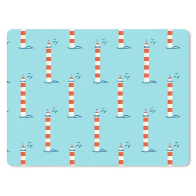 Produktbild von MuchoWow® Mauspad Mousepad Leuchtturm - Blau - Strand - Muster 23x19 cm - Mousepads - Maus Mat - Pad - Mausunterlage - Schreibtischunterlage - Mauspad
