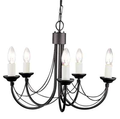 Zdjęcie produktu dla Żyrandol Carisbrooke czarny 5xE14x60W metal wym:110,5x47x47cm IP20 Elstead