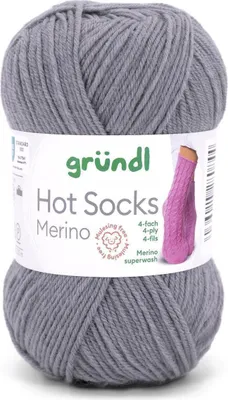 Produktbild von Gründl Hot Socks Merino 50 g/200 m 4-fädig uni 75 % Schurwolle(Merino) /25% Polyamid 12 stahlgrau