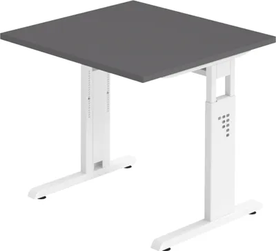Produktbild von bümö Schreibtisch Serie-O - Größe:  80 x 80 cm, Nachbildung: Graphit, Gestell: Weiß