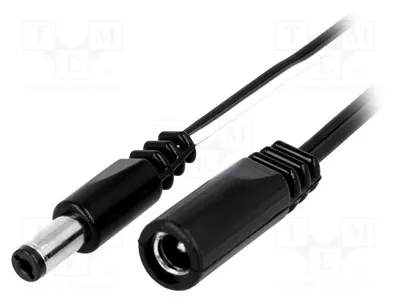 Immagine prodotto di 1 cavo DC con connettore 5,5/2,1, 1 presa DC 5,5/2,1, sezione 0,5mm2, modello DC.EXT.0200.0300 G