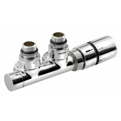 Zdjęcie produktu dla Sapho Twin - Zestaw przyłączeniowy zaworu termostatycznego do przyłącza środkowego, rozstaw 50 mm, prawy, chrom CP3010S