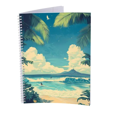 Image de Bloc-notes collégial - vierge - 5 pièces - Hawaii - DIN A4 - 80 feuilles - 80 g - perforé - reliure à spirale - marge de correction - perforé