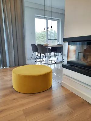 Produktbild von Gelber Riesen‑Pouf 73×29 cm – runder XXL Sitzhocker / Bodenkissen