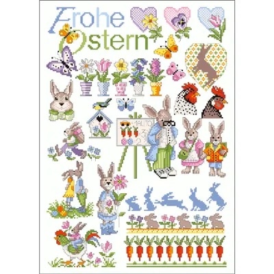 Produktbild von Lindner´s Kreuzstiche Zählmuster Vorlage "Frohe Ostern", 022