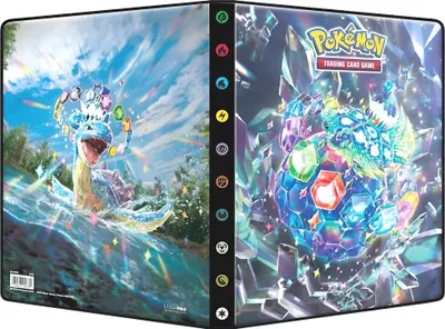 A binder for trading cards, featuring Pokemon artwork.