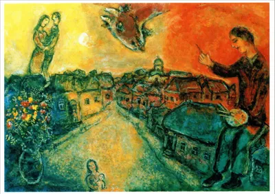Produktbild von Kunstkarte Marc Chagall "Der Künstler über Witebsk"