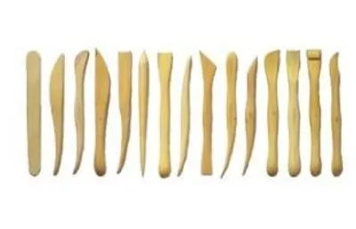 Modellierwerkzeug-Set, 15-teilig, Holz, für Töpfe & Modellieren