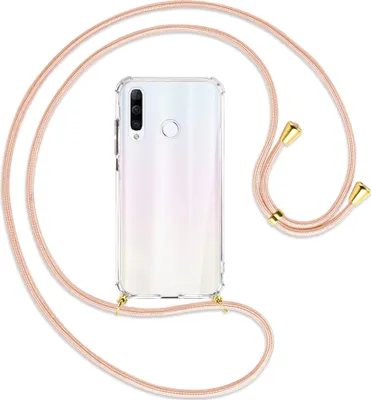 Produktbild von Handykette Backcover-Schutzhülle mit Band (Metall goldfarben) für Huawei P30 Lite - rose peach